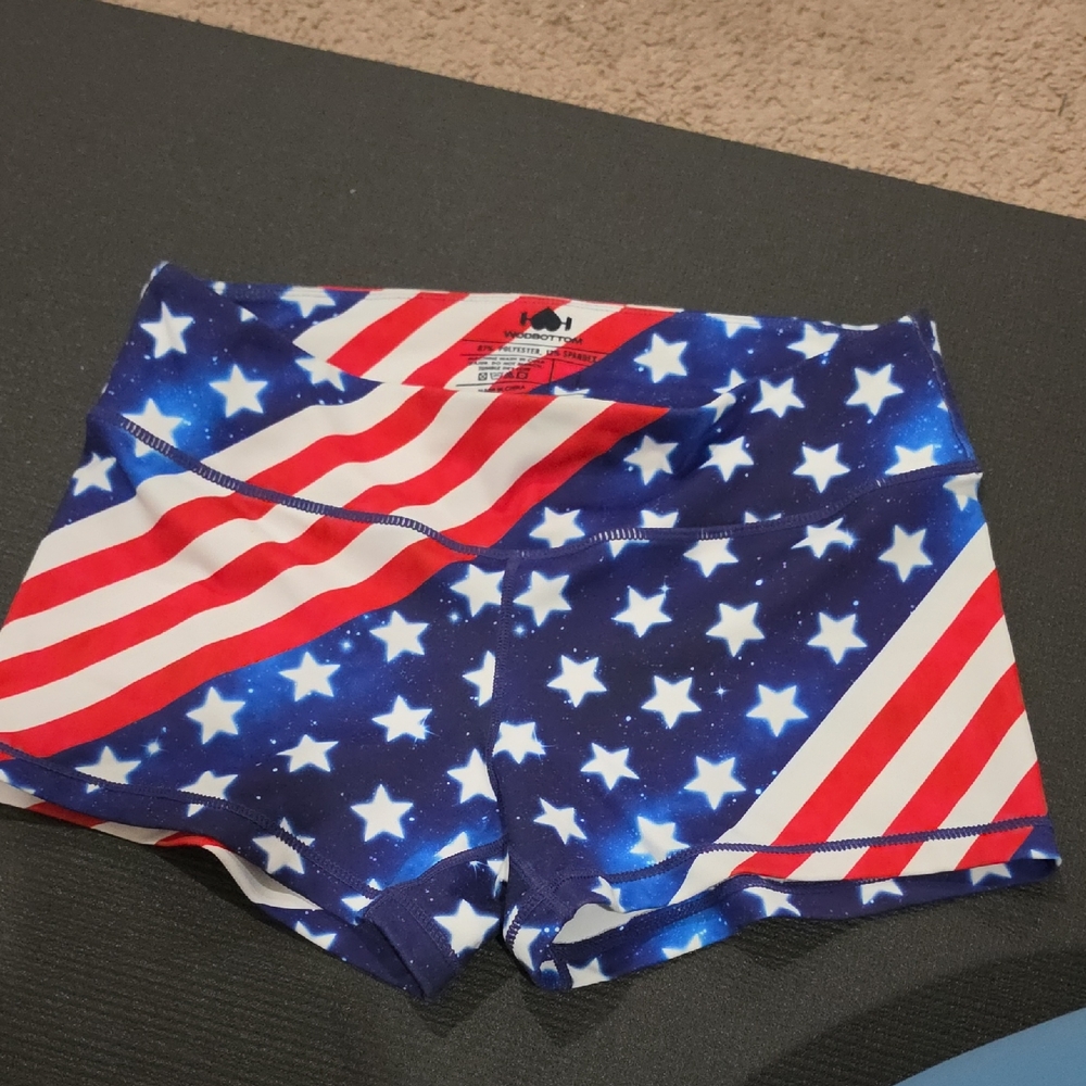 Patriotic Stars & Stripes Women's Athletic Shorts - Blue/Red/White